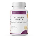 Supplement bottle labeled 'Women's Multi' by bodykitchen on a white background