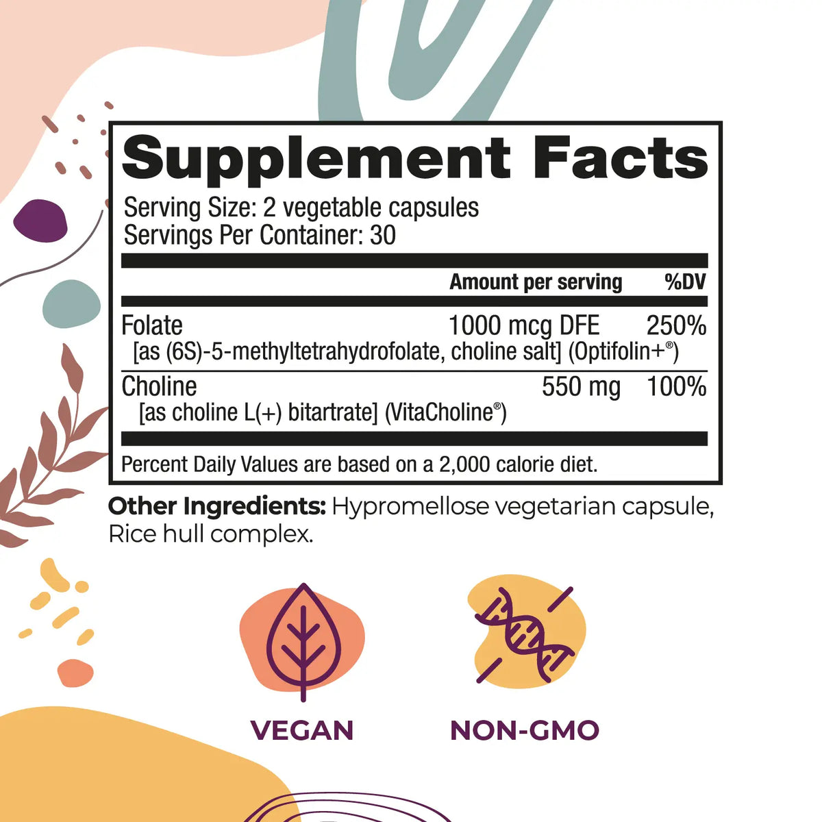 Mega Folate Plus supplement facts panel