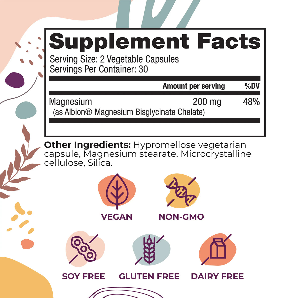 Mega Magnesium supplement facts panel