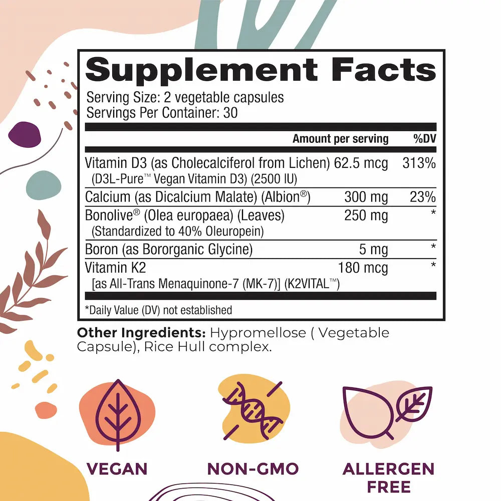 Mega Osteo supplement facts panel